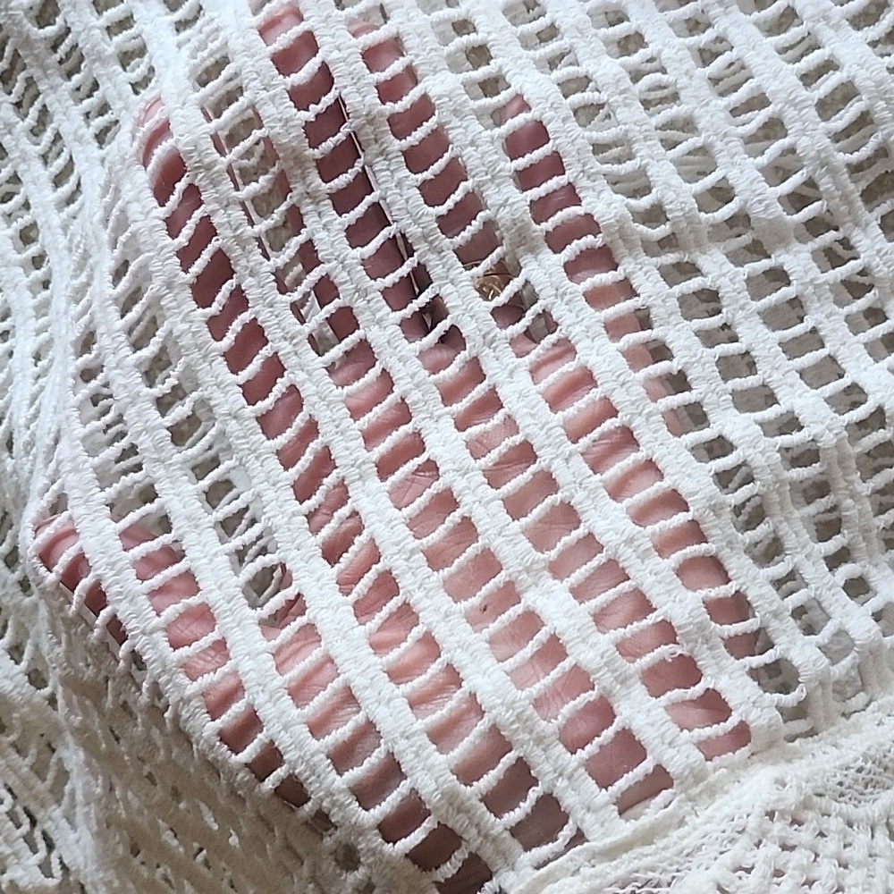 Maria Rello Crocheted CoverUp Tunic Ivory Size M - Picture 14 of 16